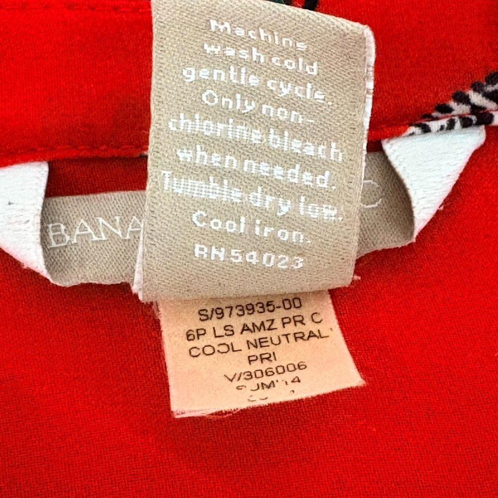 Banana Republic Red Parakeet Print Blouse – Long Sleeve, Sheer, Size: XS - Picture 5 of 5